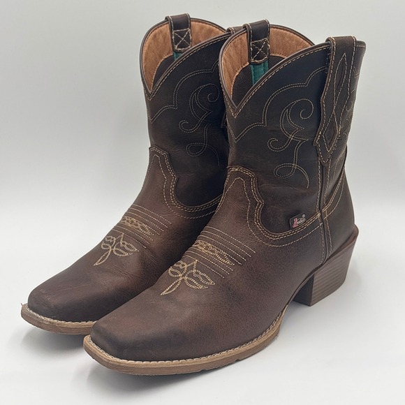 Justin Shoes - Justin Womens Cowboy Boots Size 10B Brown Leather Square Toe MJ2103 Gypsy
